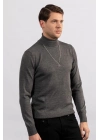 Tam Boğazlı Balıkçı Yaka Dokuma Triko - Füme -