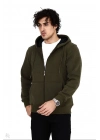 Tam Fermuarlı Kapşonlu  SweatShirt - Haki -