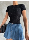 Taş baskılı kaş korse bluz