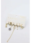 Taşlı Set Küpe - Altın