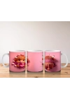 Tatlı Öküz Çiftiyle Pembe Temalı Tasarım - Baskılı Kahve Kupası