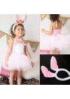Tavşan Kostüm Seti Taç Papyon Kuyruk Pembe Renk