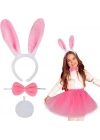 Tavşan Tacı Eteği Papyonu Ve Kuyruk Kostüm  Seti Pembe Renk Çocuk Boy