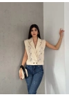 TAVSİYE EDİLEN GÜVENLİ SATICI Güpür Detaylı Kadın Yelek