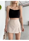 Tek yırtmajlı şort etek