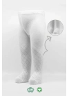 ®   Tekli Ekose Kabartma Penye Külotlu Çorap BS50105 Beyaz