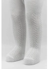 ®   Tekli Zikzak Kabartma Penye Külotlu Çorap BS50108 Beyaz