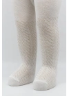 ®   Tekli Zikzak Kabartma Penye Külotlu Çorap BS50108 Ekru