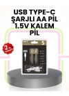 Tekrar Şarj Edilebilir AA USB Type-C Pil | 1000+ Döngü | 1.5V Sabit Voltaj