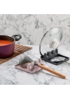 ®  Tencere Kapak Tutuculu Kaşıklıklı Tencere Kapak Standı Pratik Kaşık Kepçe Altlık Düzenleyici