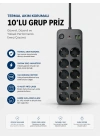 Termal Akım Korumalı USB Type-C Girişli 10lu Grup Priz 2500W Güç Kapasitesi
