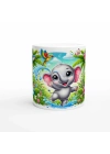 Tropik Fil Neşesi Temalı Çocuklara Özel Baskılı Kupa Bardak