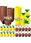Tropikal Parti Bardak Seti – Ananas Ve Hindistan Cevizi Şekilli Pipetli Bardaklar (20 Adet)