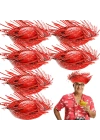 Tropikal Parti Kırmızı Hasır Hawaii Şapkası 13x36 Cm