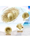 Tropikal Parti Naturel Hasır Hawaii Şapkası 13x36 Cm