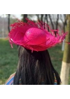 Tropikal Parti Pembe Fuşya Hasır Hawaii Şapkası 13x36 Cm