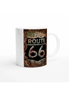 Tuğla Duvar Üzerinde Route 66 Baskılı Kupa Bardak