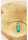 Turkuaz Doğal Taşı Zincirli El Yapımı Kolye Uç: 3 cm Zincir: 20 cm Kutulu