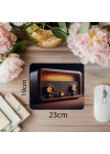 Turuncu Işık Göstergeli Retro Radyo Mouse Pad - 19x23 cm 2 mm Dikdörtgen İthal Baskılı Mouse Pad