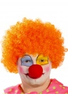 Turuncu Renk Kıvırcık Afro Bonus Peruk Takma Saç Ve Kırmızı Burun Seti