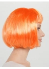 Turuncu Renk Küt Parti Peruğu Kısa Takma Saç
