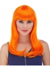 Turuncu Renk Uzun Düz Parti Peruğu