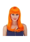 Turuncu Renk Uzun Düz Parti Peruğu