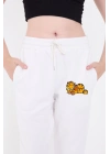 Üç İplik Baskılı Eşofman Pantolon - Beyaz