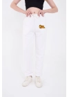 Üç İplik Baskılı Eşofman Pantolon - Beyaz