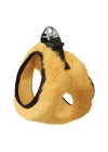Üç Kilitli Peluş Kedi Köpek Göğüs Tasması 20-24 cm XXX-Small Sarı