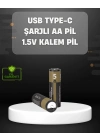 USB Type-C Girişli Şarjlı AA Lityum Pil | 1.5V Sabit Çıkış | 3200mWh (2li Paket)