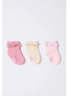 U.S.Polo Kız Bebek Çorap USB2208 Pudra Ekru Somon