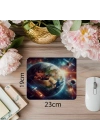 Uydularla Çevrili Gerçekçi Gezegen Mousepad - 19x23 cm 2 mm Dikdörtgen İthal Baskılı Mouse Pad
