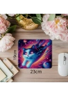 Uzay Gözlü Kedi Temalı Mousepad - 19x23 cm 2 mm Dikdörtgen İthal Baskılı Mouse Pad