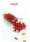 Uzun Boru Kesme Boncuk Çap 2mm Uzunluk 10 mm - 20 Gram - Şeffaf Kırmızı - BNC260
