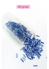 Uzun Boru Kesme Boncuk Çap 2mm Uzunluk 10 mm - 60 Gram - Mavi Beyaz - BNC275