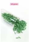 Uzun Boru Kesme Boncuk Çap 2mm Uzunluk 10 mm - 60 Gram - Yeşil Beyaz - BNC286