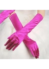 Uzun Boy Ekstra Parlak Saten Eldiven Fuşya Renk