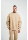 Uzun Kol Bisiklet Yaka Basic SweatShirt - Bej