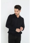 Uzun Kol V Yaka Triko Kazak - Siyah