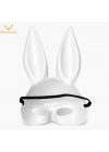 Uzun Kulaklı Beyaz Lüks Tavşan Maskesi