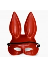 Uzun Kulaklı Kırmızı Lüks Tavşan Maskesi