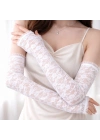Uzun Zarif Dantel Eldiven Parmaksız Beyaz 35 cm