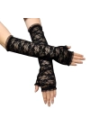 Uzun Zarif Dantel Eldiven Parmaksız Siyah 35 Cm