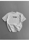 20/1 Penye Compack Baskılı Oversize Bisiklet Yaka Kısa Kol Yazlık T-shirt - Beyaz -