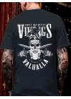 20/1 Penye Compack Vikings Valhalla Baskılı Oversize Bisiklet Yaka T-shirt - Siyah -