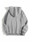 3 İplik Pamuklu   Kapşonlu Sweetshirt - Gri -
