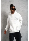 98 Baskılı Kapşonlu Sweat - Beyaz -