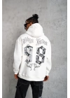 98 Baskılı Kapşonlu Sweat - Beyaz -