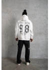 98 Baskılı Kapşonlu Sweat - Beyaz -